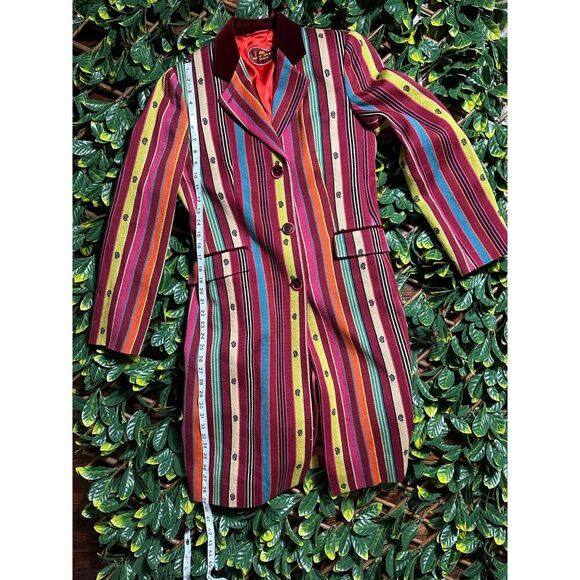 Etro Milano 100% Wool MADE IN ITALY Multicolor Trench Coat Size 44 - Picture 15 of 16
